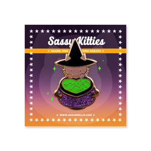 Sassy Kitties Witchy Kitties Cauldron Witch Cat Enamel Pin