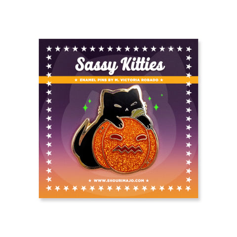 Sassy Kitties Pumpkin Patch Sneak Enamel Pin