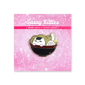 Sassy Kitties Sakura Matsuri Ramen Cat Enamel Pin