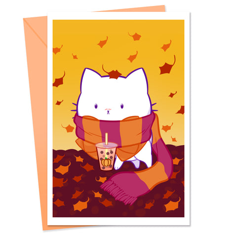 Bubble Kittea Fall Greeting Card