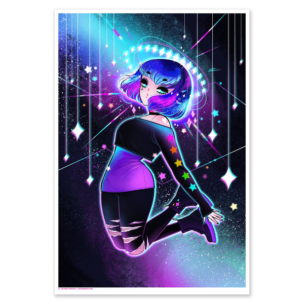 Spacehead Jumping Through Space Art Print (Signed)