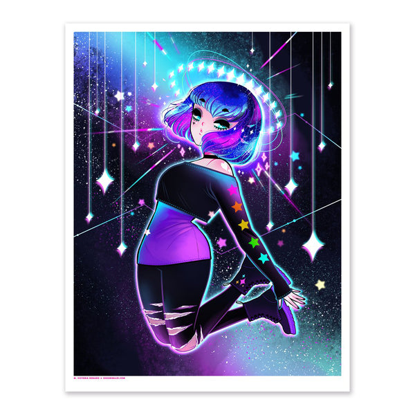 Spacehead Jumping Through Space Art Print (Signed)