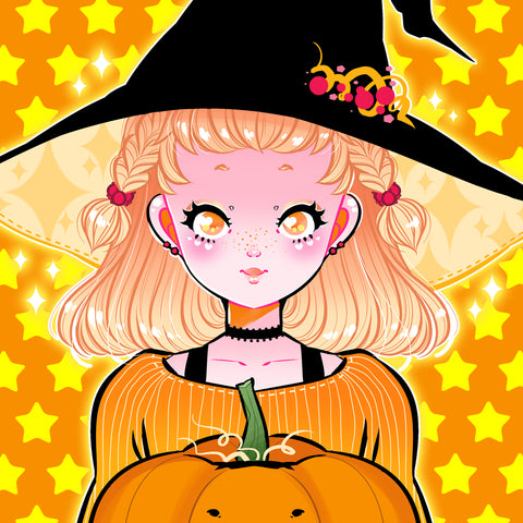 Pumpkin Witch Art Print (Signed)