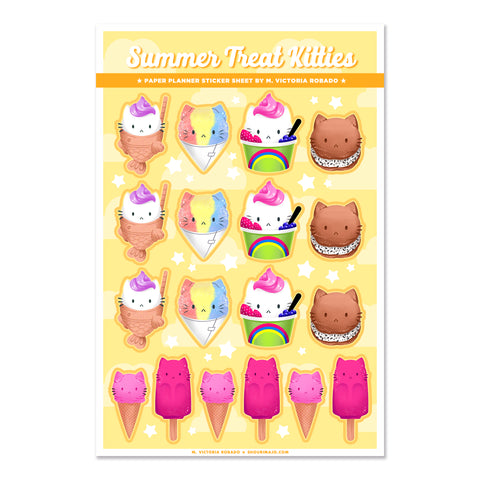 Sassy Kitties Summer Treats Planner Sticker Sheet