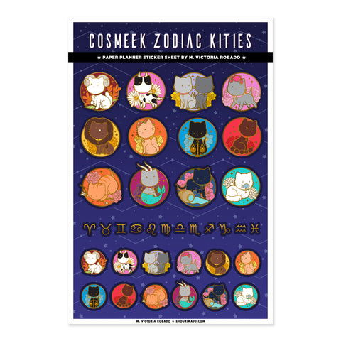 Cosmeek Zodiac Kitties Planner Sticker Sheet