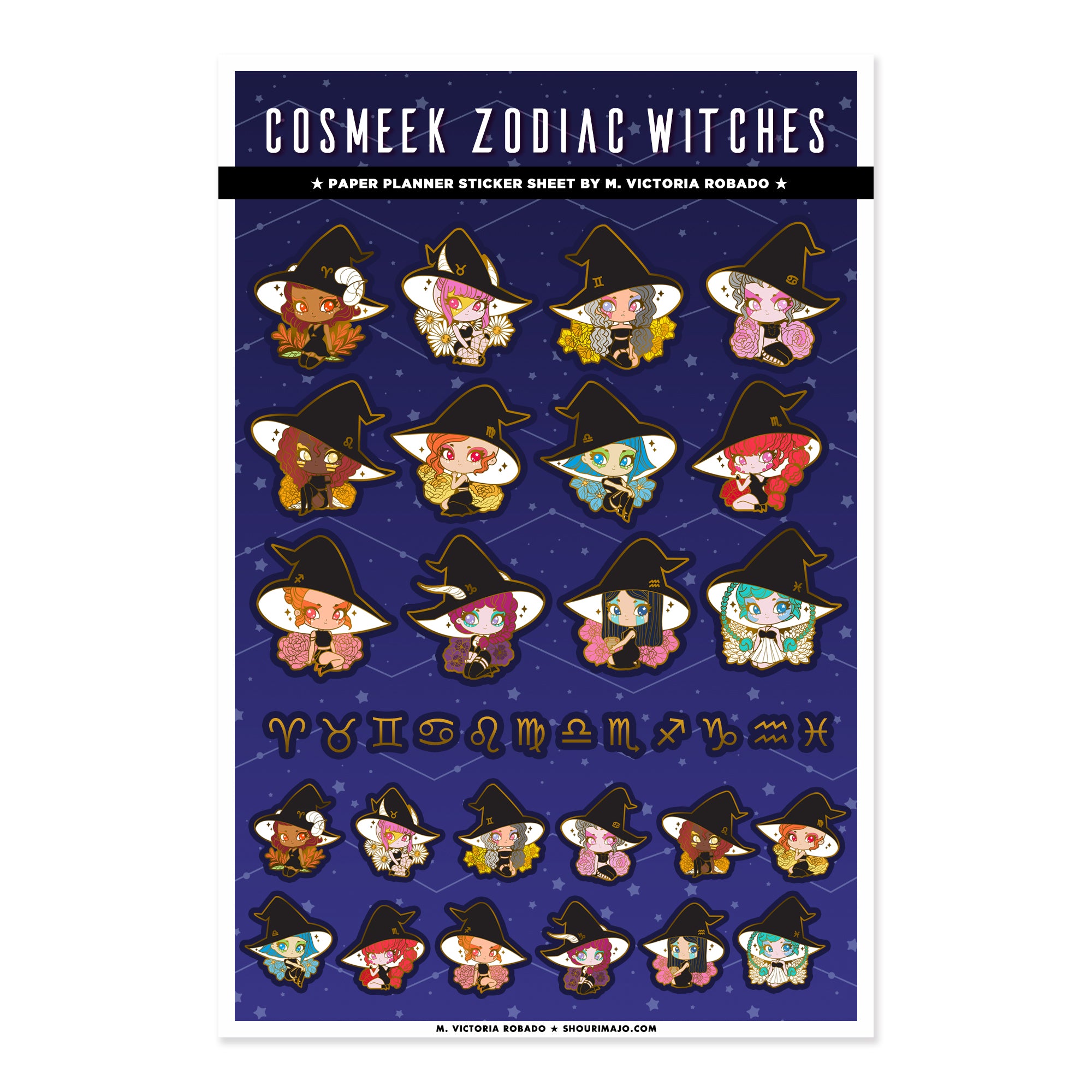 Cosmeek Zodiac Witches Planner Sticker Sheet