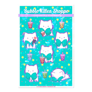 Bubble Kittea Sparkly Sticker Sheet