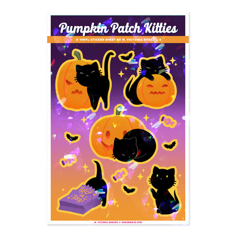 Sassy Kitties Pumpkin Patch Kittens Sparkly Sticker Sheet