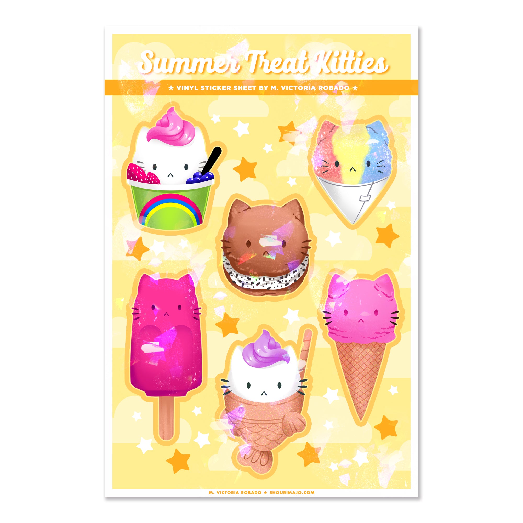 Sassy Kitties Summer Treats Sparkly Sticker Sheet