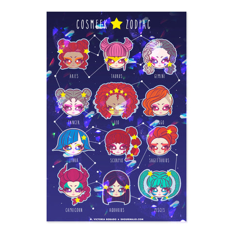 Cosmeek Zodiac Sparkly Sticker Sheet